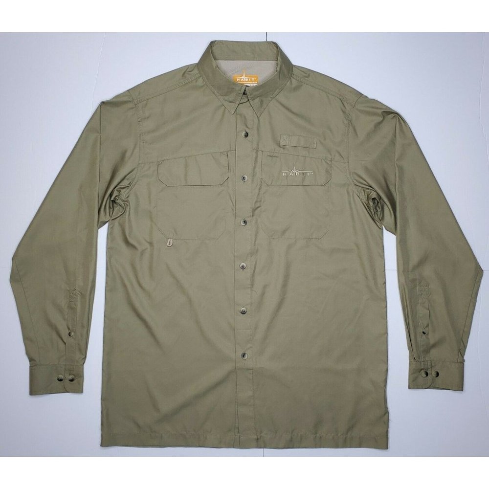 Habit Fishing Shirt Men Khaki Long Sleeve Vented M